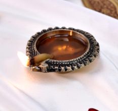 Floral Round Brass Oil Lamp Diya
